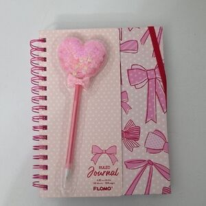 Flomo Pink Heart Journal and Pen Set, NWT